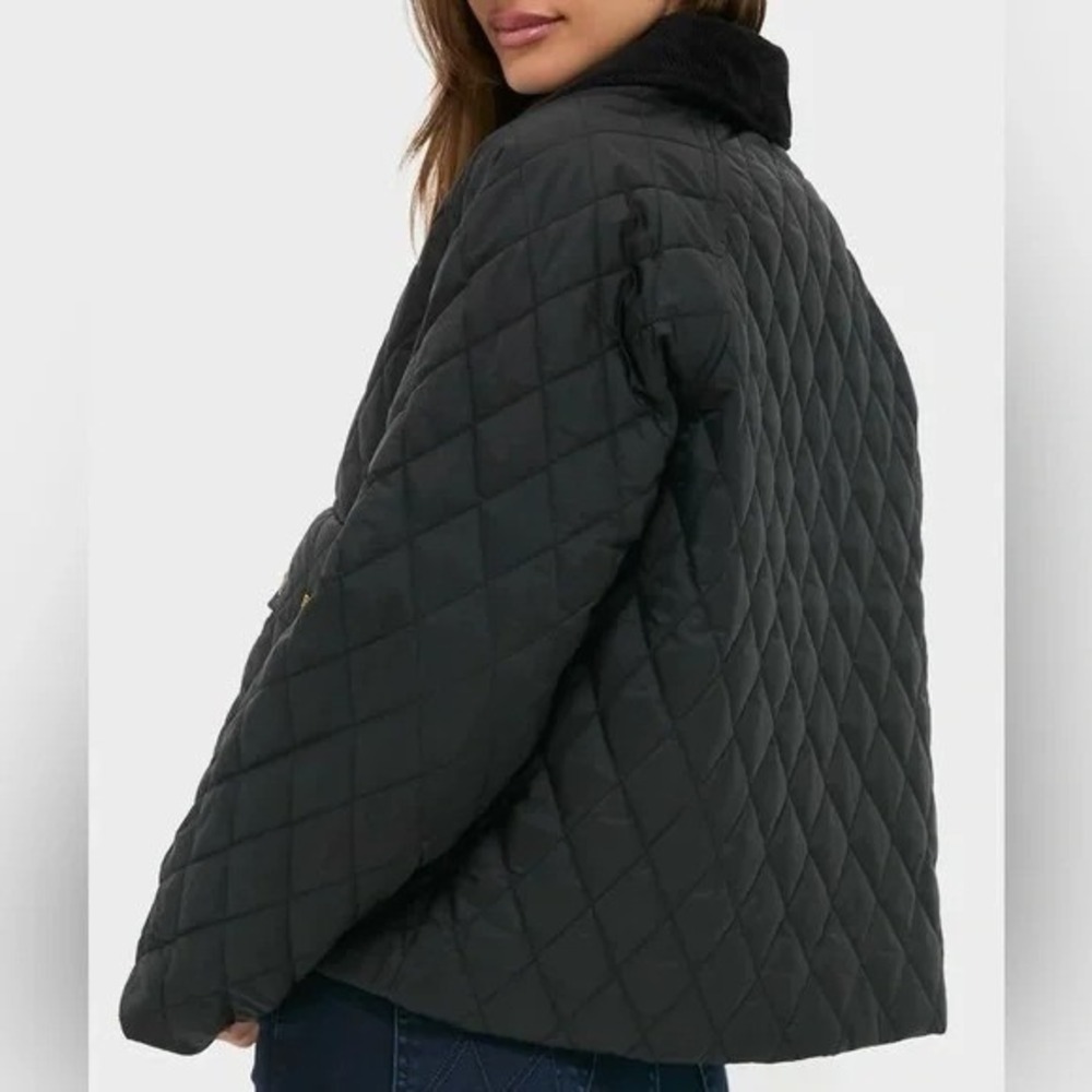 Barbour x Tuckernuck Kinsley Quilted Jacket Black Floral Lined Womens Sz 12 - Picture 9 of 16